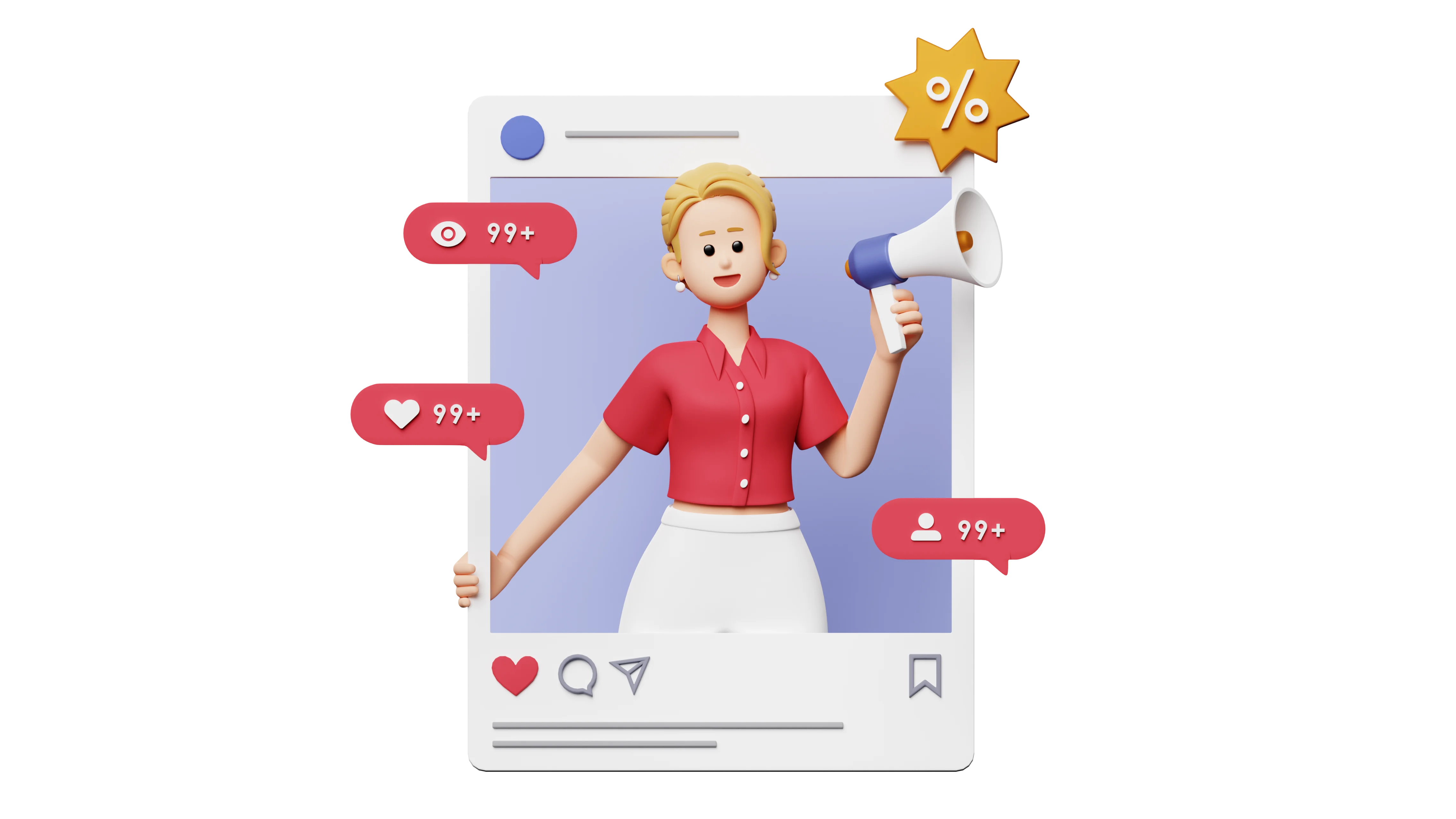 Social Media Beitrag mit Likes, Views und Followern